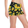 Yellow Hibiscus Pattern Print Design HB08 Yoga Shorts