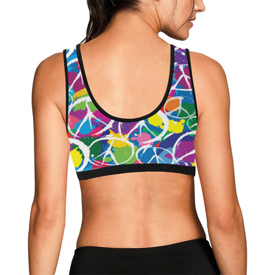 Peace Sign Colorful Pattern Print Design A02 Sports Bra