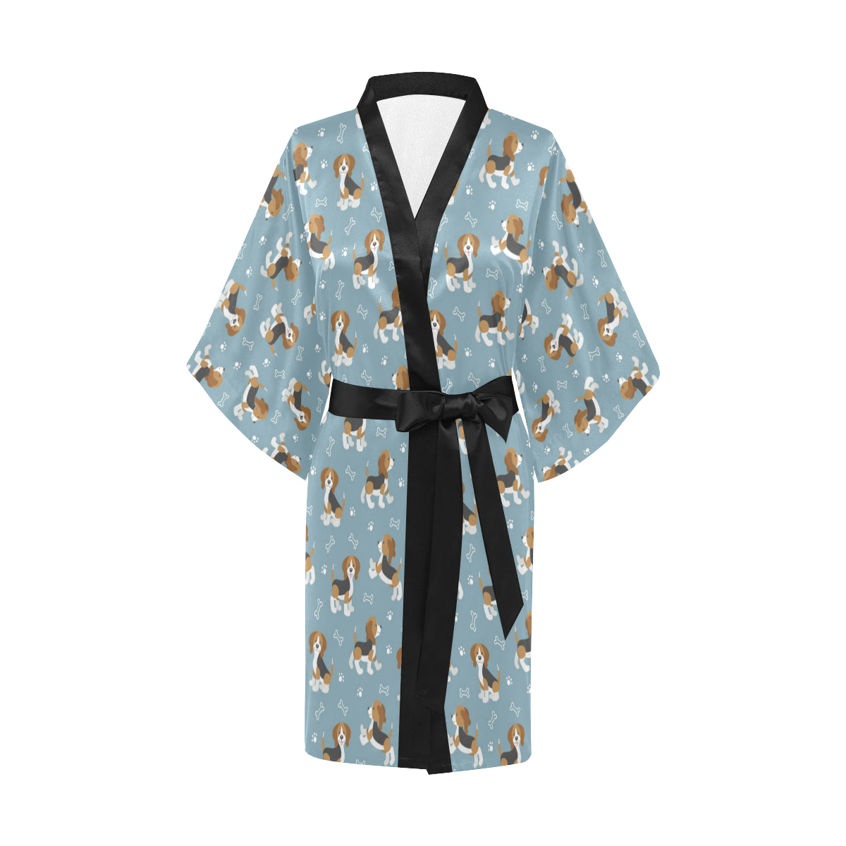 Beagle Pattern Print Design 02 Women's Short Kimono