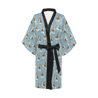 Beagle Pattern Print Design 02 Women's Short Kimono