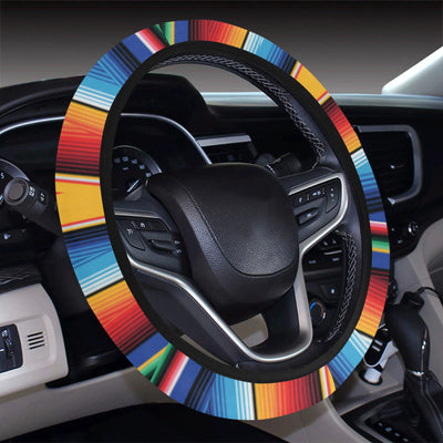 Mexican Blanket Stripe Print Pattern Steering Wheel Cover with Elastic Edge