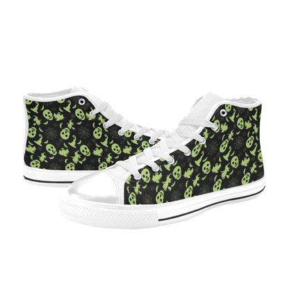 Witch Halloween Print Design LKS306 High Top Women's White Shoes