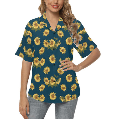 Sunflower Print Design LKS305 Women's Hawaiian Shirt