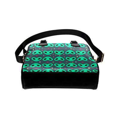 Alien Head Heart Pattern Print Design 03 Shoulder Handbag