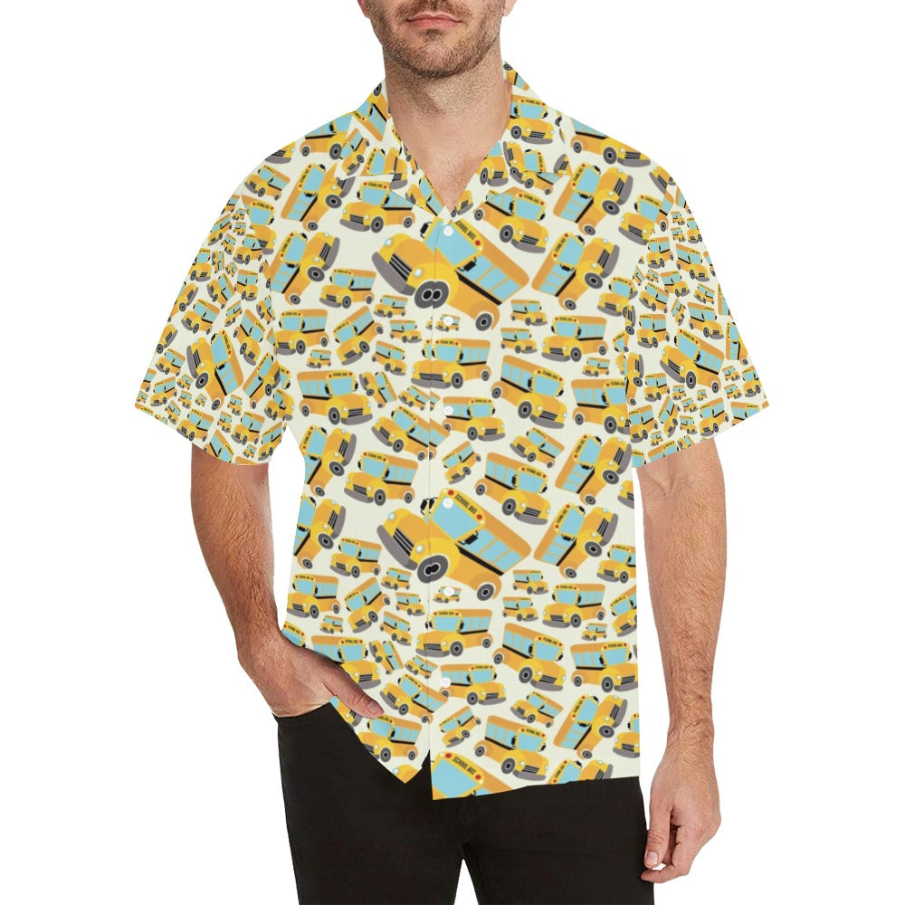 School Bus Print Design LKS301 Men's Hawaiian Shirt