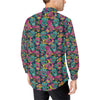 Sugar Skull Floral Design Themed Print Men's Long Sleeve Shirt