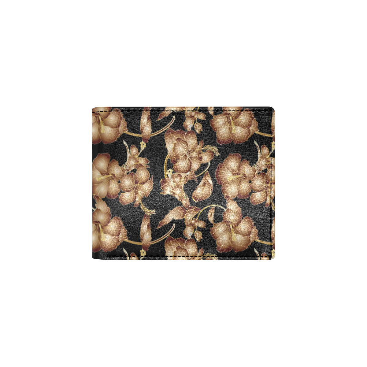 Brown Hibiscus Pattern Print Design HB06 Men's ID Card Wallet