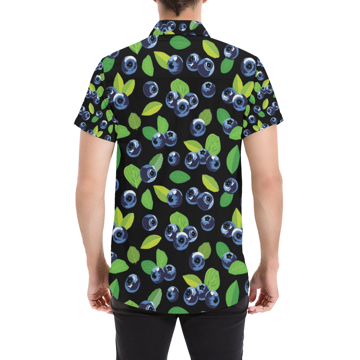 Blueberry Pattern Print Design BB03 Men's Short Sleeve Button Up Shirt