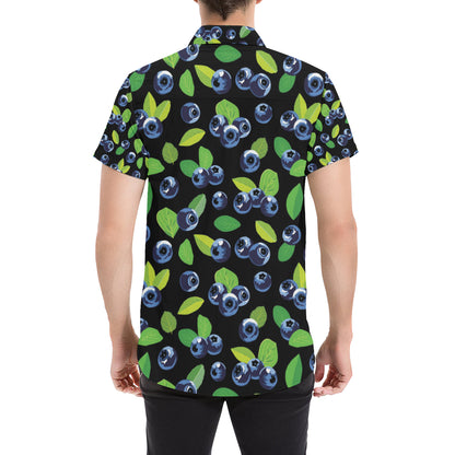 Blueberry Pattern Print Design BB03 Men's Short Sleeve Button Up Shirt