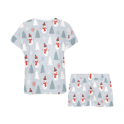 Snowman Print Design LKS302 Women's Short Pajama Set