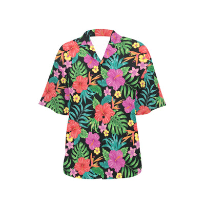 Hibiscus Red Hawaiian Flower Women's Hawaiian Shirt