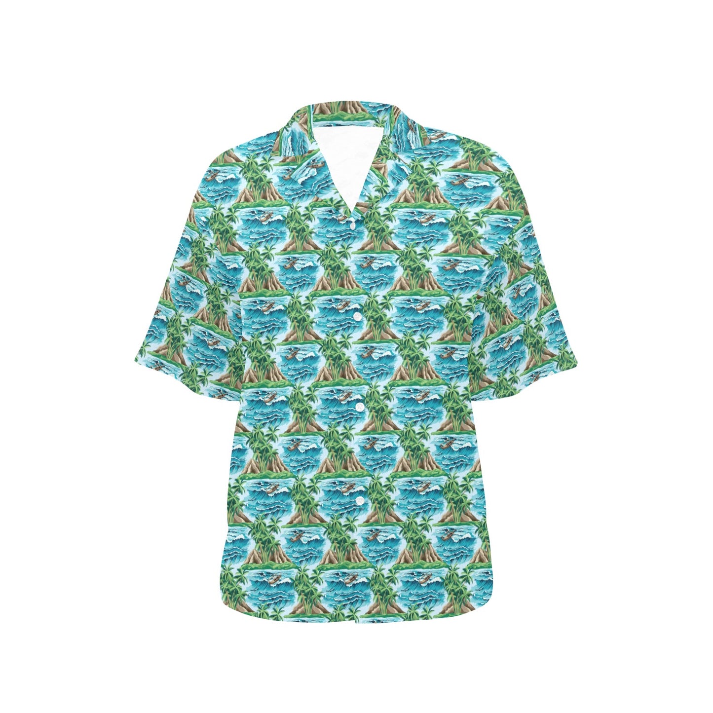 Palm Tree Hawaiian Themed Design Print Women's Hawaiian Shirt