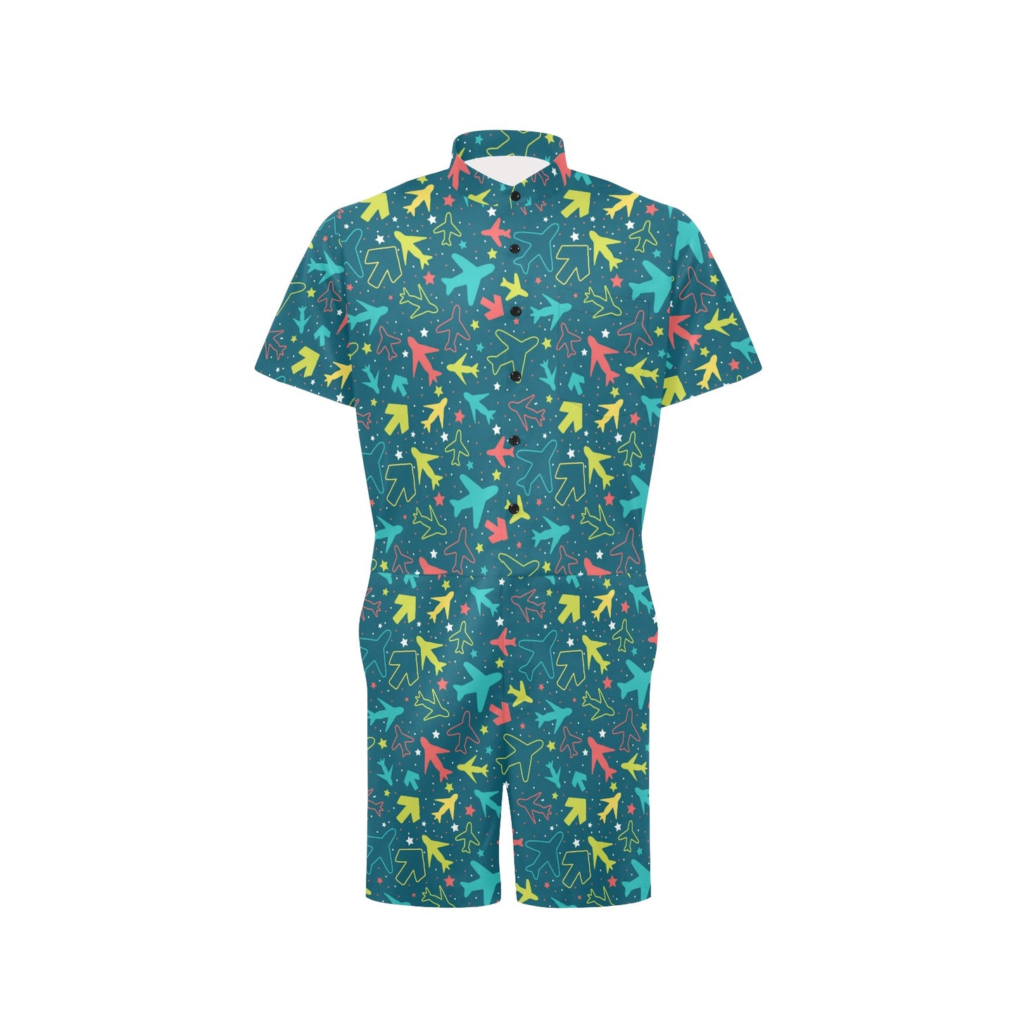 Airplane Pattern Print Design 05 Men's Romper