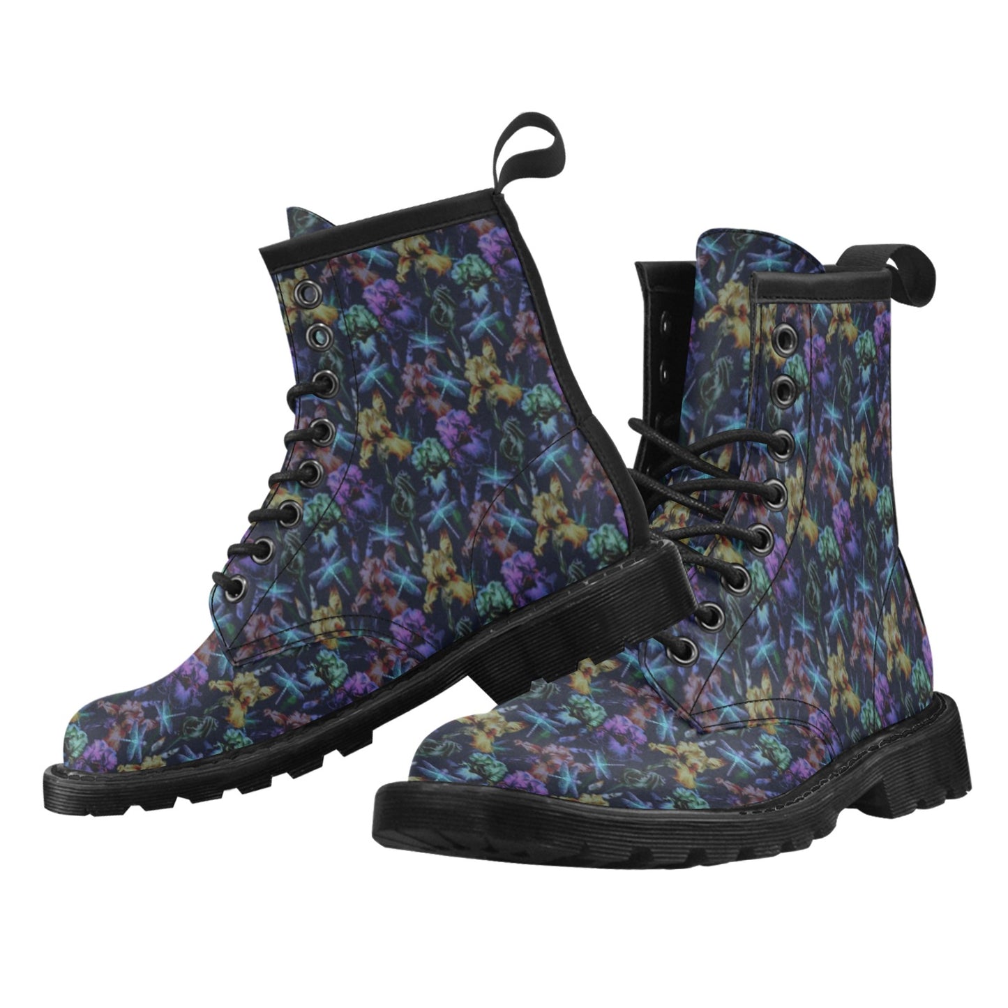 Dragonfly With Floral Print Pattern Women's Boots