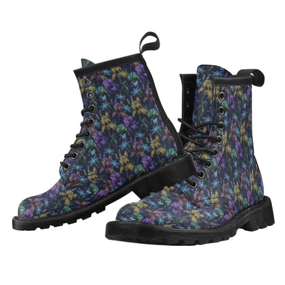Dragonfly With Floral Print Pattern Women's Boots