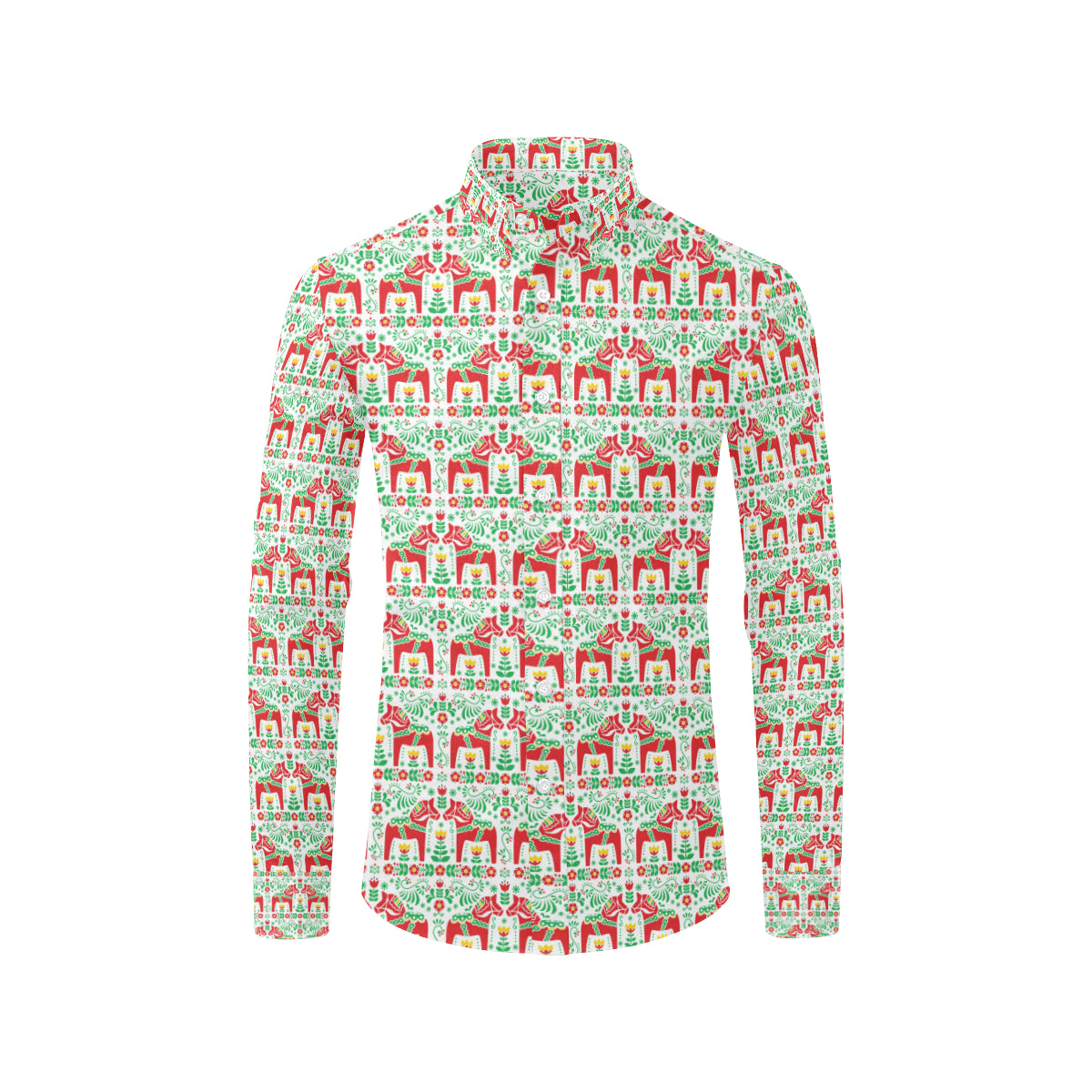 Swedish Dala Style Pattern Men's Long Sleeve Shirt