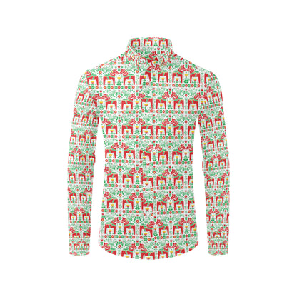 Swedish Dala Style Pattern Men's Long Sleeve Shirt