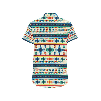 Aztec Pattern Print Design 02 Men's Short Sleeve Button Up Shirt