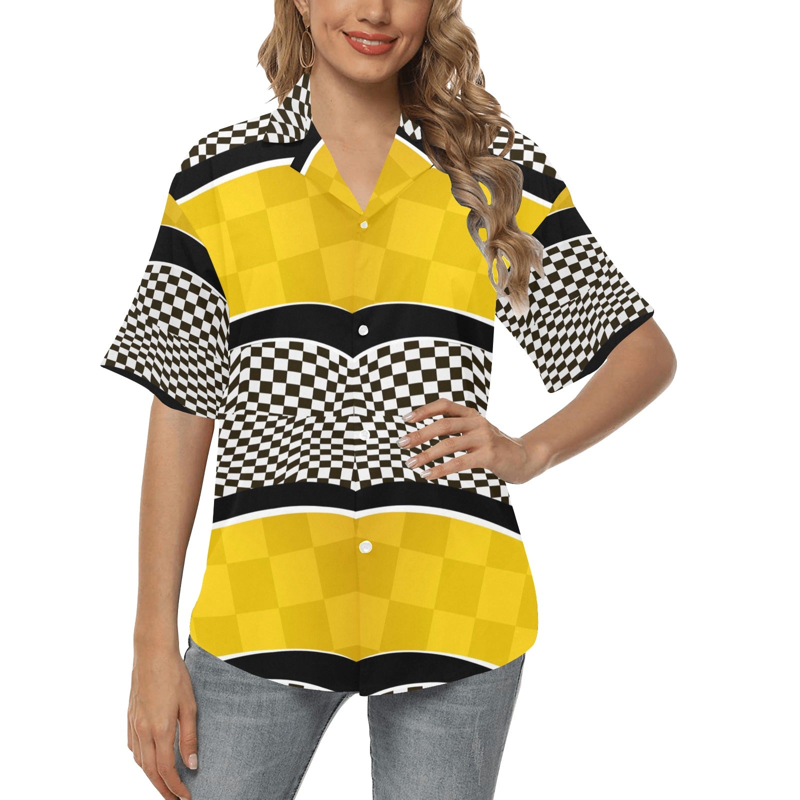 Checkered Pattern Print Design 02 Women's Hawaiian Shirt