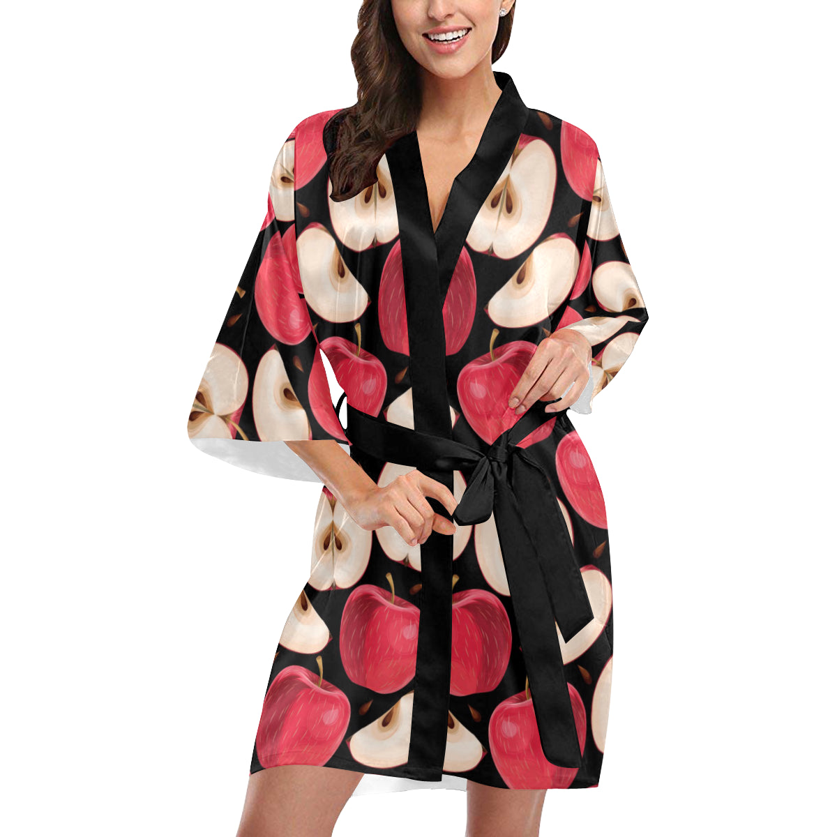 Apple Pattern Print Design AP02 Women's Short Kimono