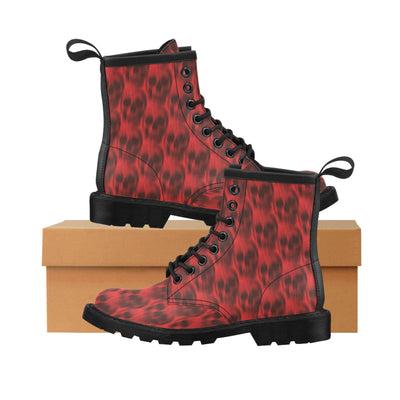 Skull Red Print Design LKS306 Women's Boots