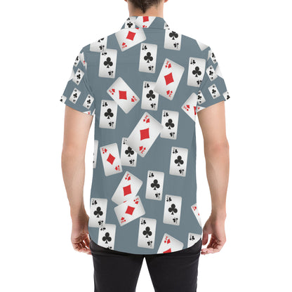 Poker Cards Pattern Print Design A05 Men's Short Sleeve Button Up Shirt