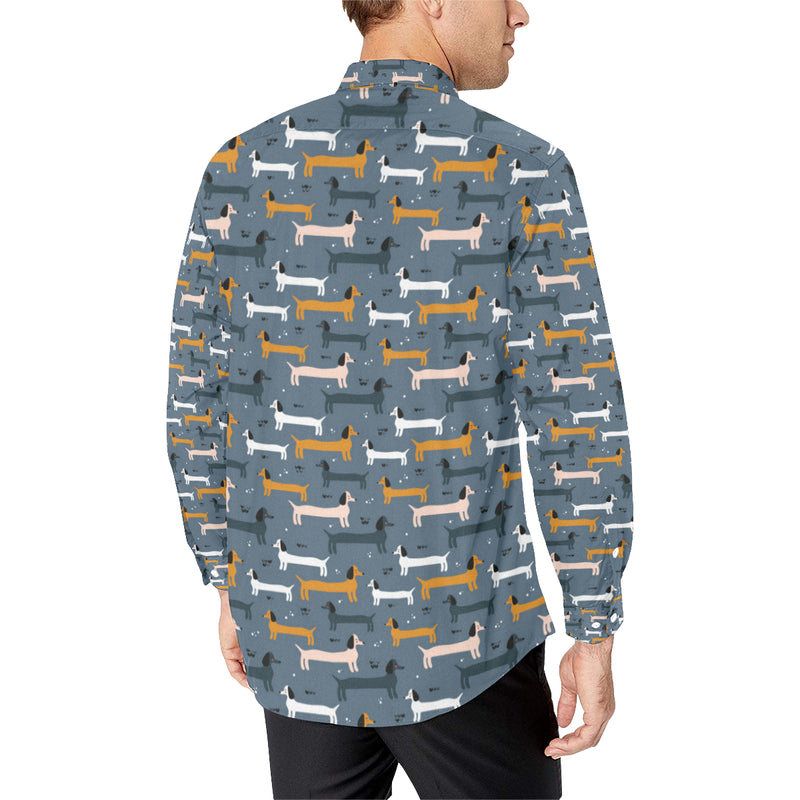 Dachshund Pattern Print Design 012 Men's Long Sleeve Shirt