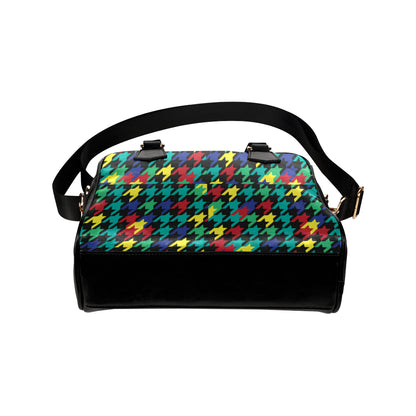 Houndstooth Colorful Pattern Print Design 02 Shoulder Handbag