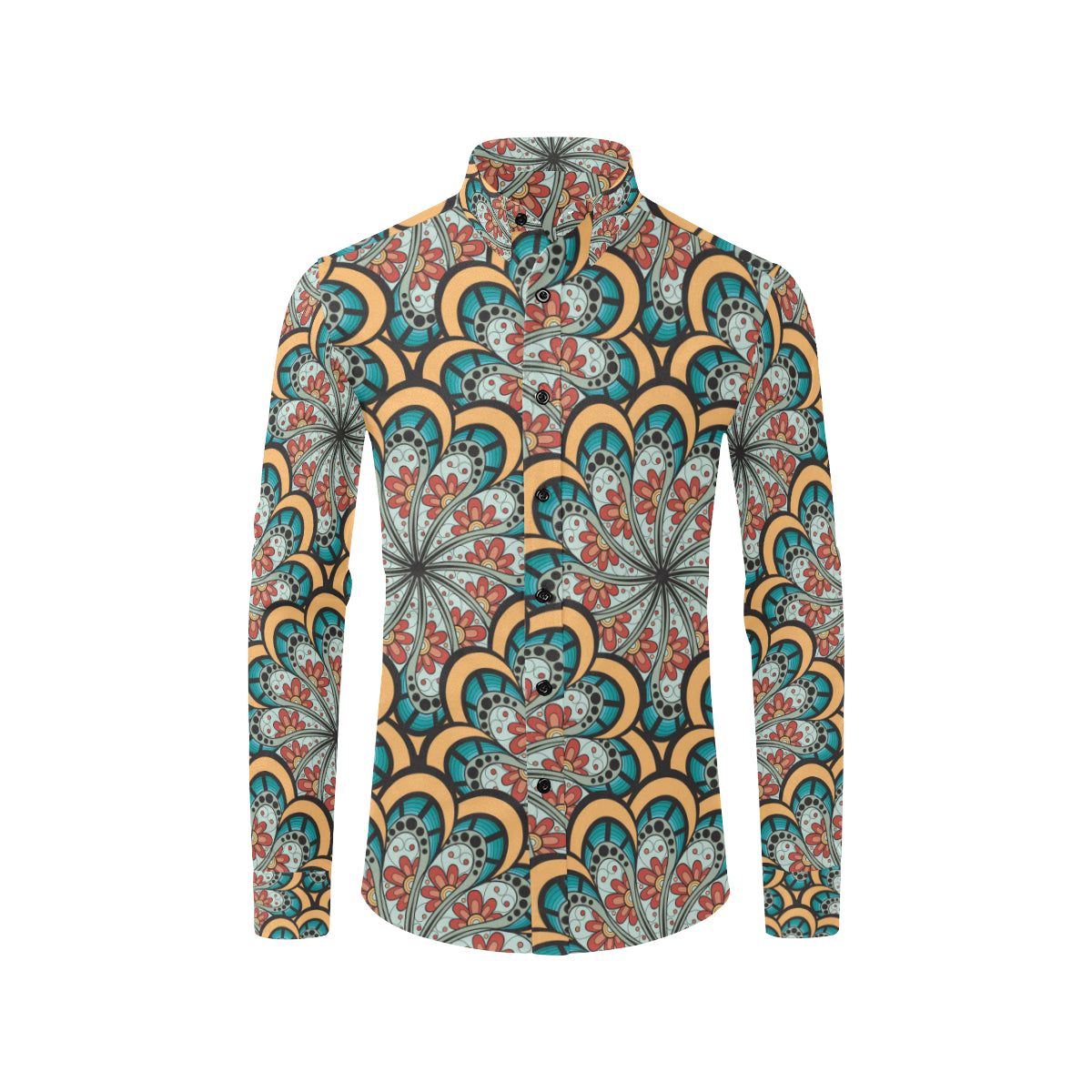 Mandala Pattern Print Design 01 Men's Long Sleeve Shirt