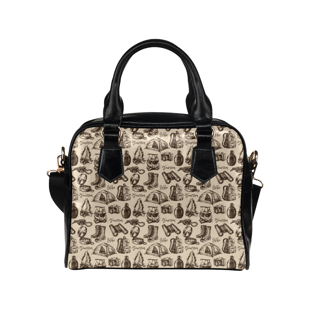 Camping Pattern Print Design 01 Shoulder Handbag