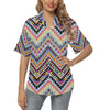 Multicolor zigzag Tribal Aztec Women's Hawaiian Shirt