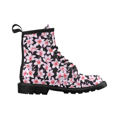 Pink Plumeria Pattern Print Design PM09 Women's Boots