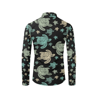Sea Turtle Stamp Pattern Men's Long Sleeve Shirt
