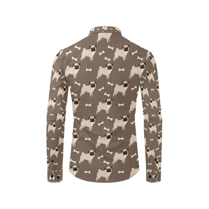 Pug Pattern Print Design A02 Men's Long Sleeve Shirt