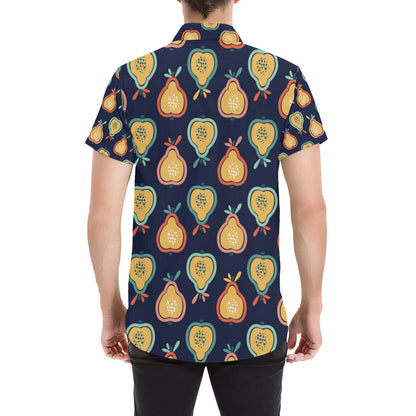 Pear Pattern Print Design PE03 Men's Short Sleeve Button Up Shirt