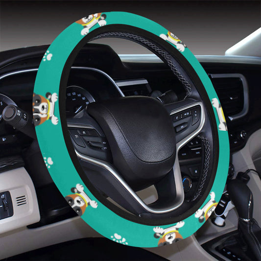 Basenji Pattern Print Design 03 Steering Wheel Cover with Elastic Edge