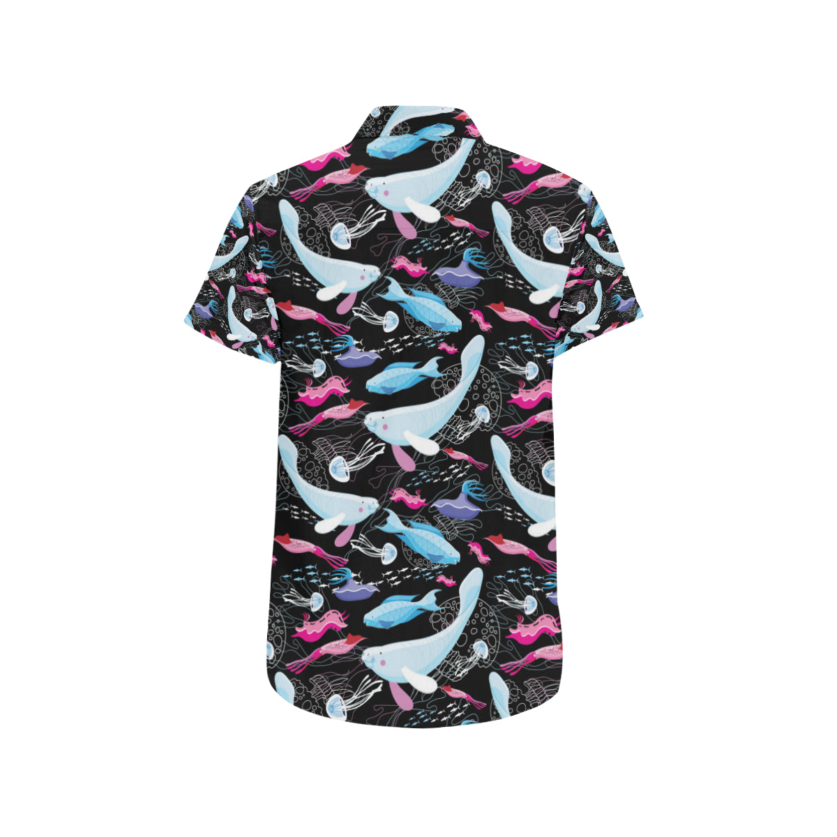 Manatee Pattern Print Design 02 Men's Short Sleeve Button Up Shirt