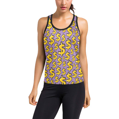 Dollar Pattern Print Design DO01 Women's Racerback Tank Top