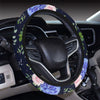 Hydrangea Pattern Print Design HD01 Steering Wheel Cover with Elastic Edge