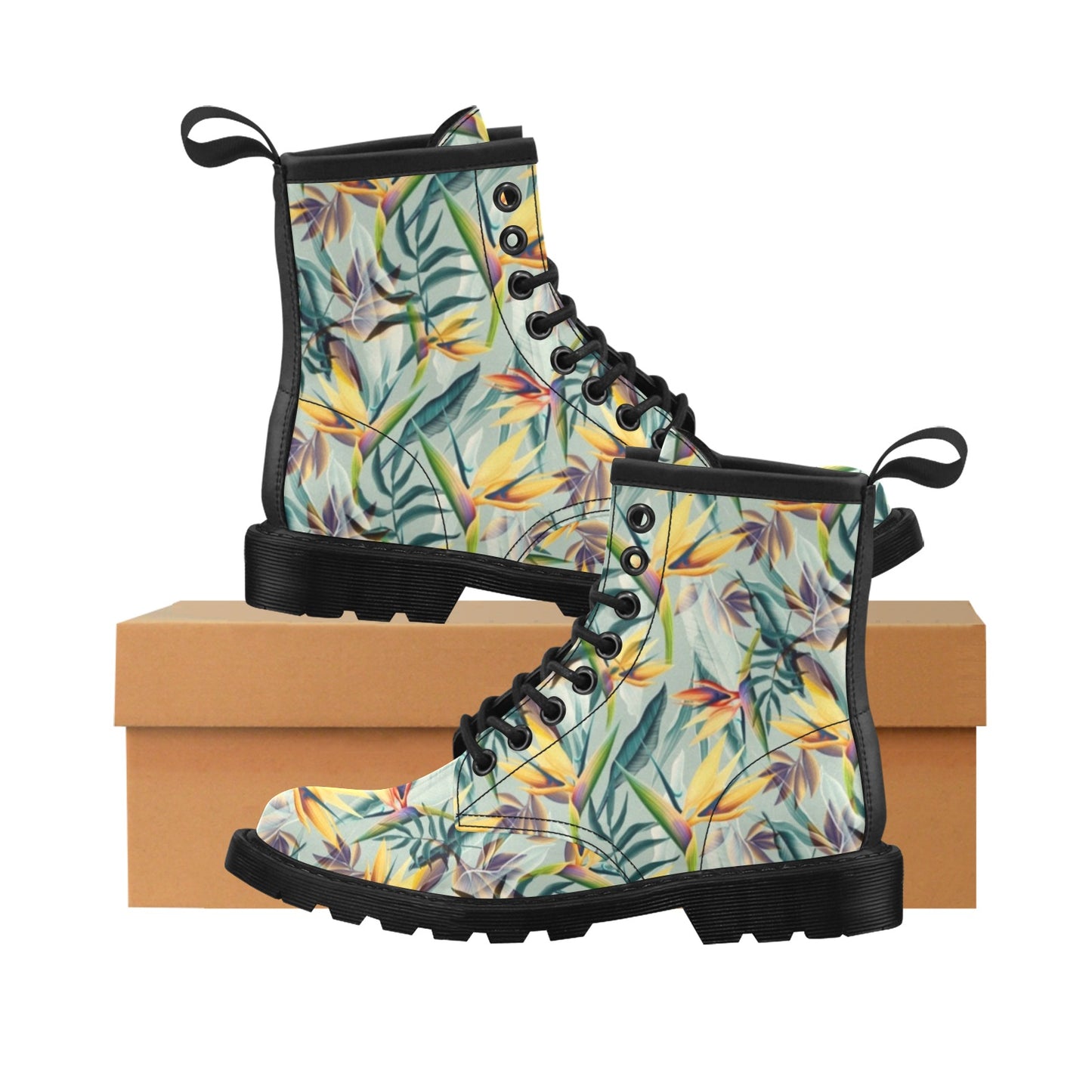 Tropical Flower Pattern Print Design TF022 Women's Boots