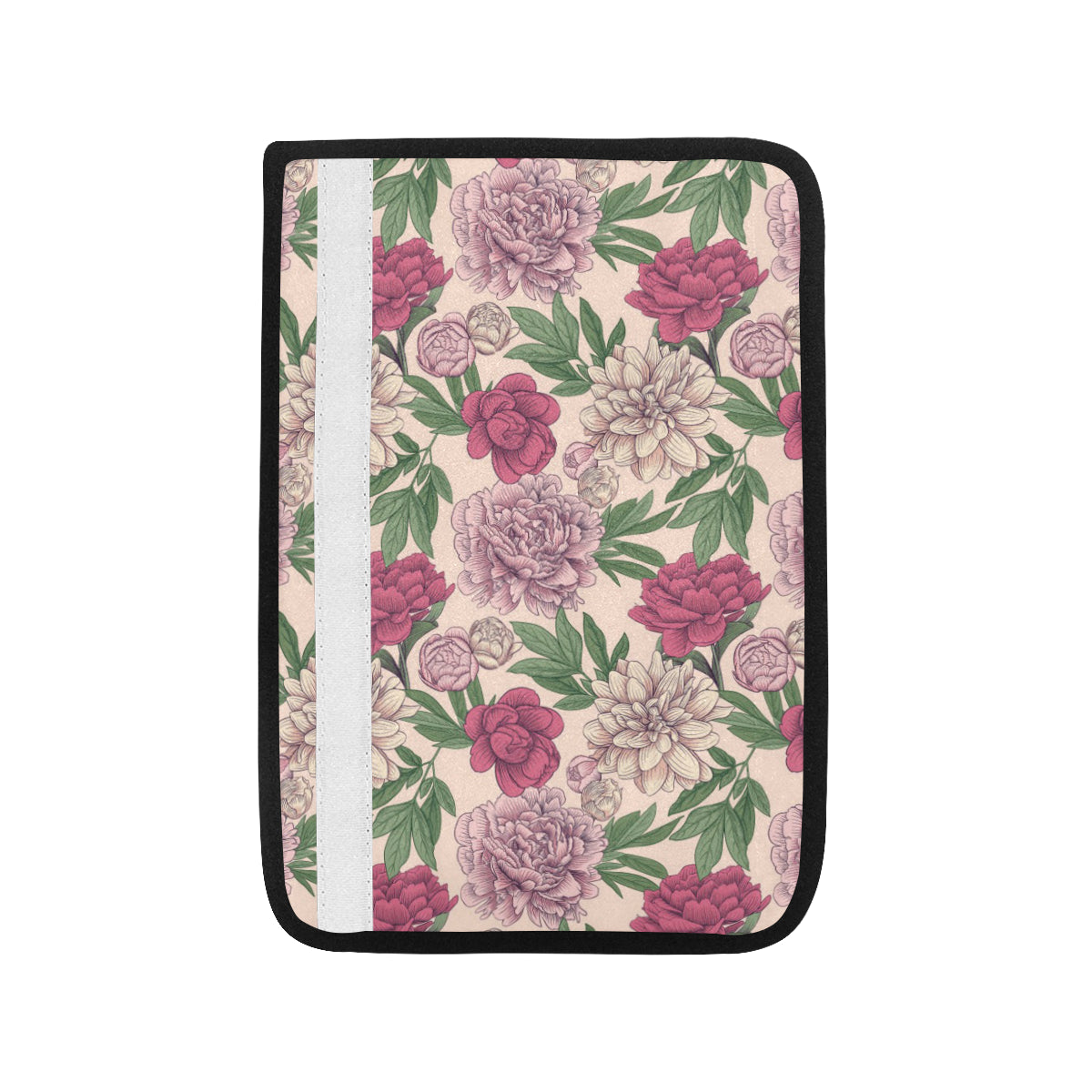 Peony Pattern Print Design A01 Car Seat Belt Cover