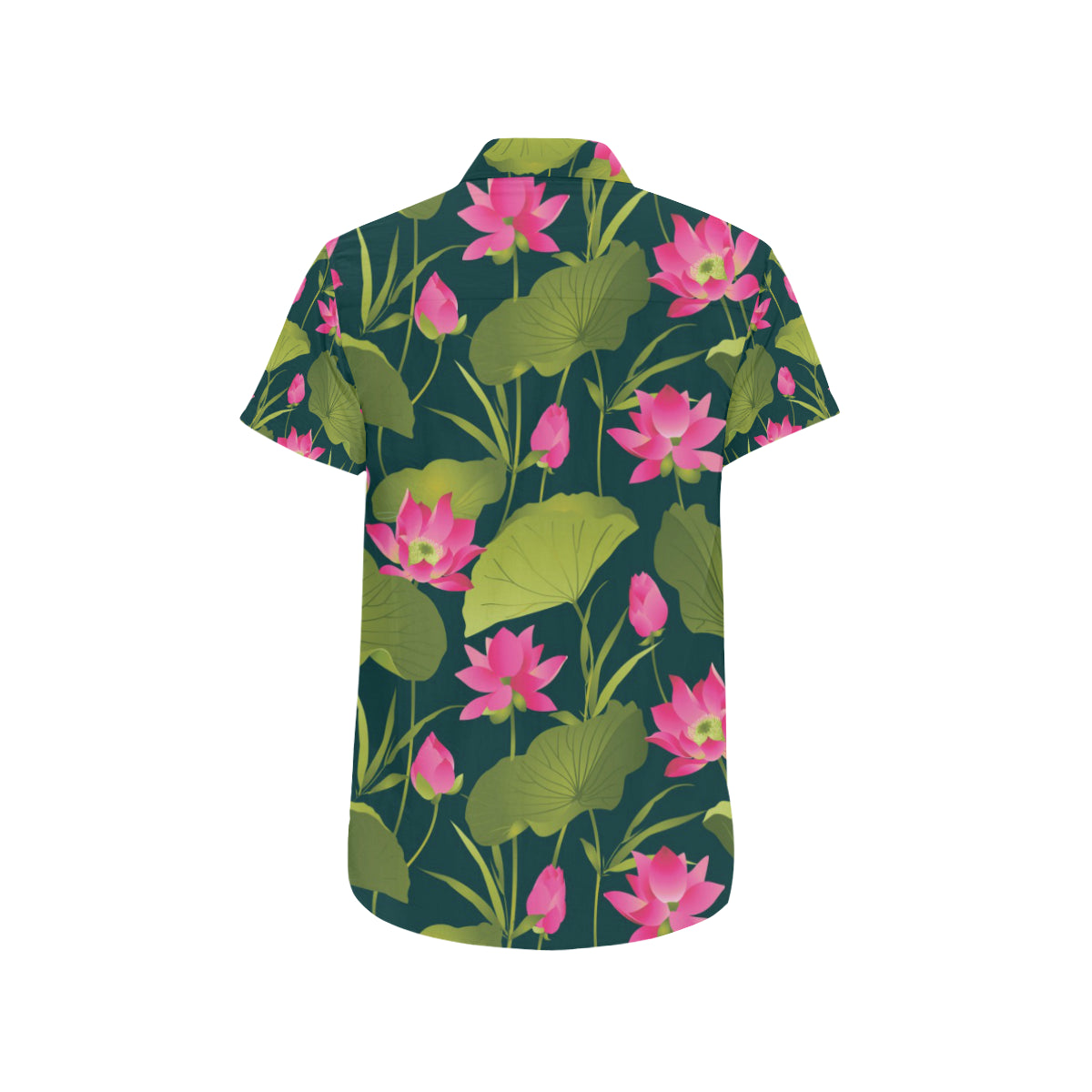 Water Lily Pattern Print Design WL09 Men's Short Sleeve Button Up Shirt