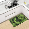 Green Neon Tropical Palm Leaves Kitchen Mat