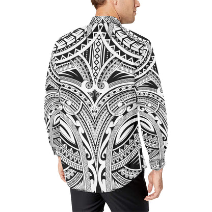 Maori Pattern Print Design 06 Men's Long Sleeve Shirt