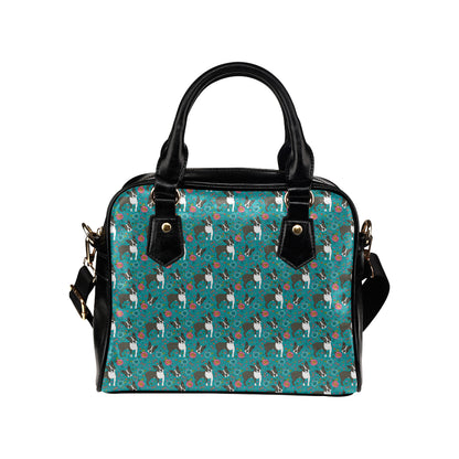 Boston Terrier Pattern Print Design 07 Shoulder Handbag