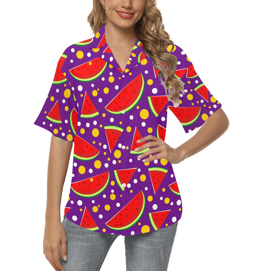 Watermelon Pattern Print Design WM010 Women's Hawaiian Shirt