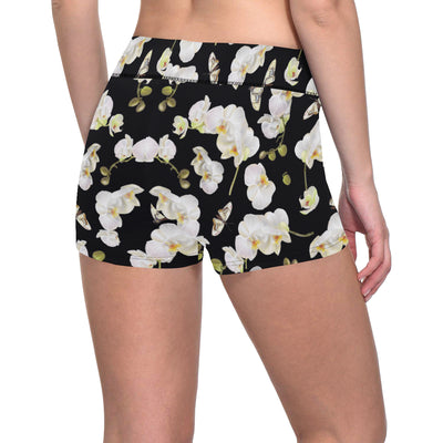 Orchid White Pattern Print Design OR011 Yoga Shorts