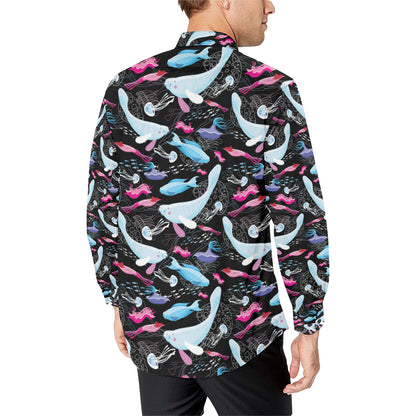 Manatee Pattern Print Design 02 Men's Long Sleeve Shirt