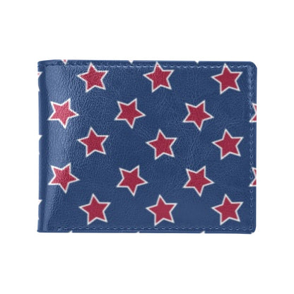 Star Red Blue Print Design LKS301 Men's ID Card Wallet