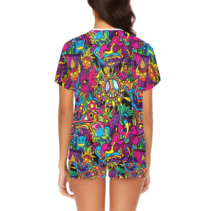 Trippy Print Design LKS304 Women's Short Pajama Set